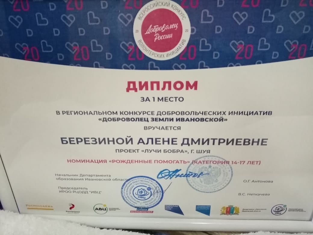 Победа на региональном конкурсе добровольческих инициатив «Доброволец земли Ивановской»